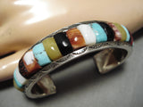 Native American Important Vintage Ottawa Carlos Eagle Turquoise Inlay Sterling Silver Bracelet-Nativo Arts