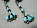 Fabulous Vintage Zuni Native American Navajo Turquoise Sterling Silver Earrings Old-Nativo Arts