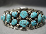 Incredible Vintage Native American Navajo Chunky Turquoise Sterling Silver Bracelet Old-Nativo Arts