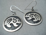 Phenomenal Vintage Hopi Native American Sterling Silver Earrings Old-Nativo Arts