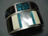 Best Vintage Native American Navajo Turquoise Heishi Sterling Silver Bracelet Cuff Old-Nativo Arts