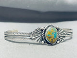Noteworthy Native American Navajo Royston Turquoise Sterling Silver Bracelet-Nativo Arts