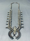 One Of Most Intricate Vintage Native American Zuni Sterling Silver Squash Blossom Necklace-Nativo Arts