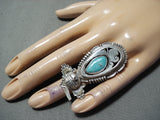 Fabulous Navajo Kingman Turquoise Sterling Silver Ring Native American-Nativo Arts