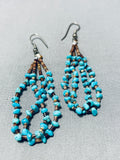 Amazing Vintage Native American Navajo Turquoise Heishi Sterling Silver Earrings-Nativo Arts