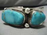Mmuseum Vintage Native American Navajo Raymond Nez Sterling Silver Turquoise Bracelet Cuff-Nativo Arts