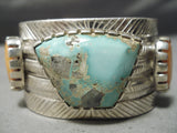Important Heavy Vintage Native American Navajo Carico Lake Turquoise Stelring Silver Bracelet-Nativo Arts