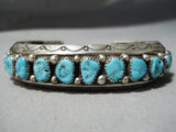 So Heavy Thick Vintage Native American Navajo Turquoise Sterling Silver Bracelet Old Cuff-Nativo Arts