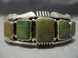 One Of The Best Vintage Native American Navajo Squared Green Turquoise Sterling Silver Bracelet-Nativo Arts