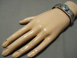 Tremendous Vintage Native American Navajo Pilot Mountain Turquoise Sterling Silver Bracelet-Nativo Arts