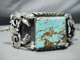 Heavy Scorpion #8 Turquoise Sterling Silver San Felipe Bracelet-Nativo Arts