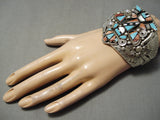 One Of Biggest Best Vintage Native American Navajo Turquoise Kachina Sterling Silver Bracelet-Nativo Arts
