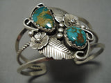 Striking Vintage Native American Navajo Royston Turquoise Sterling Silver Bracelet Old-Nativo Arts