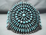 Native American One Of The Best Vintage Znavajo Turquoise Sterling Sluster Bracelet Old-Nativo Arts