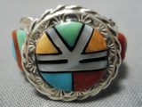 Amazing Vintage Native American Navajo Sterling Silver Native Ameircan Inlay Ring-Nativo Arts