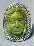 Native American Most Intricately Hand Carved Japser Sterling Silver Chief Ring-Nativo Arts