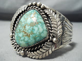 Intense Vintage Native American Navajo Carico Lake Turquoise Sterling Silver Bracelet Old-Nativo Arts