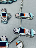 Completely Handmade Vintage Native American Zuni Turquoise Sterling Silve Rinlay Necklace-Nativo Arts