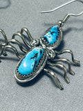 Sonunique Vintage Native American Navajo Spider Turquoise Sterling Silver Earrings-Nativo Arts