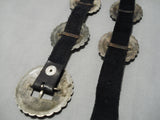 Earlier 1900's Vintage Native American Navajo Hand Tooled Sterling Silver Concho Belt Old-Nativo Arts