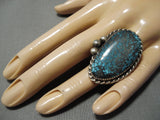 Important Vintage Native American Navajo Lander Blue Turquoise Sterling Silver Ring-Nativo Arts