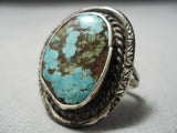 Outstanding Vintage Native American Navajo Green Turquoise Sterling Silver Ring Old-Nativo Arts