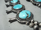 Women's Vintage Native American Navajo Morenci Turquoise Sterling Silver Squash Blossom Necklace-Nativo Arts