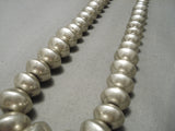 One Of The Finest Hand Tooled Vintage Native American Navajo Sterling Silver Bead Necklace-Nativo Arts