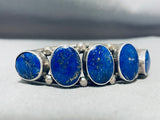 Exquisite Vintage Native American Navajo Lapis Sterling Silver Bracelet-Nativo Arts