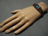 Native American Superior Vintage Duel Bead Turquoise Sterling Silver Bracelet Cuff Old-Nativo Arts