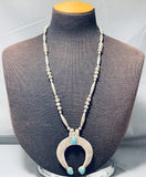 Rare Vintage Native American Navajo Gilber Turquoise Sterling Silver Naja Necklace-Nativo Arts