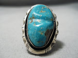 Huge Bea Johnson Vintage Native American Navajo Turquoise Sterling Silver Ring-Nativo Arts
