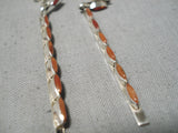 Exquisite Zuni Coral Sterling Silver Earrings Native American-Nativo Arts