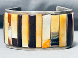 7 Inch Wrist Incredible Vintage Native American Navajo Inlay Sterling Silver Bracelet-Nativo Arts