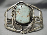 Incredible Vintage Native American Navajo #8 Turquoise Sterling Silver Leaf Bracelet Old-Nativo Arts