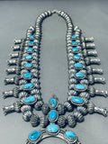 366 Gram Gasp! Native American Navajo Turquoise Sterling Silver Squash Blossom Necklace-Nativo Arts