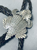 One Of The Most Detailed Native American Navajo Toad Sterling Silver Bolo Tie-Nativo Arts