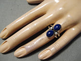 Amazing Vintage Navajo Lapis Sterling Silver Ring Old Native American-Nativo Arts