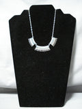 Jean Hattie Vintage Native American Zuni Turquoise Sterling Silver Needlepoint Necklace Old-Nativo Arts