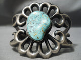 Huge Heavy Thick Vintage Native American Navajo Apache Turquoise Sterling Silver Bracelet Old-Nativo Arts