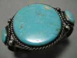 Very Important Vintage Native American Hopi Guild Turquoise Sterling Silver Bracelet Old-Nativo Arts