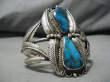 Tremendous Vintage Native American Navajo Pilot Mountain Turquoise Sterling Silver Bracelet Cuff-Nativo Arts