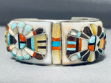 One Of The Most Intricate Ever Vintage Native American Zuni Turquoise Sterling Silver Bracelet-Nativo Arts