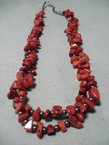 Stunning Navajo Coral And Hematite Sterling Silver Necklace Native American-Nativo Arts