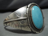 Magnificent Vintage Native American Navajo Easter Blue Turquoise Sterling Silver Bracelet-Nativo Arts