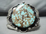 Huge Heavy Vintage Native American Navajo #8 Turquoise Sterling Silver Bracelet-Nativo Arts