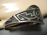 Intricate Vintage Native American Navajo Sterling Silver Geomtric Bracelet Cuff-Nativo Arts
