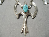 Important Betosi Family Vintage Native American Navajo Turquoise Sterling Silver Bird Necklace-Nativo Arts