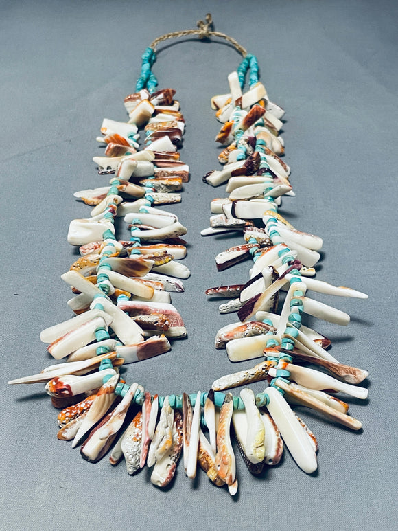 Native American 339 Grams Vintage Navajo Turquoise Shell Necklace-Nativo Arts