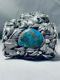 Native American 252 Gram Huge Heavy Navajo Bison Turquoise Sterling Silver Bracelet-Nativo Arts